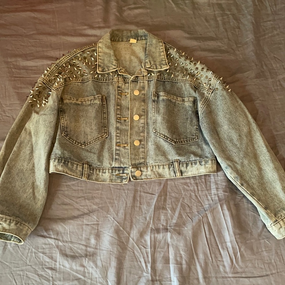 Studded Light Blue Denim Jacket